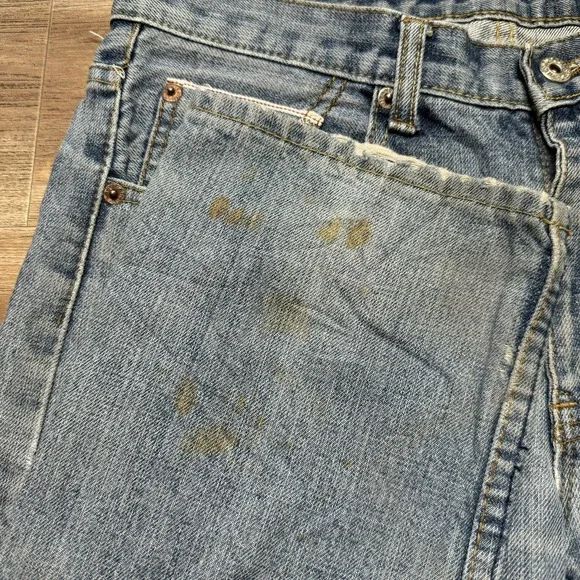 Selvedge Jeans Men 30x29 Blue Dirty Wash Straight Leg Japanese Redline Denim